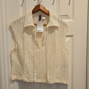 Cream Sleeveless Knit Top Feom H&M NWT